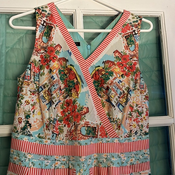 Talbots Midi Dress with Cityscape and Floral Print - Picture 2 of 6